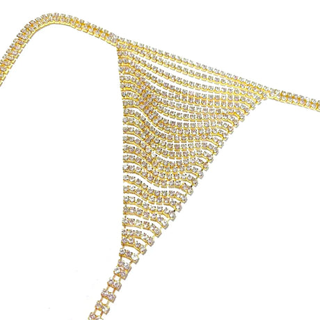 A set of women's sexy shiny rhinestone bra chain waist chain fashionable party crystal bikini set