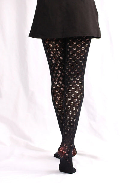 Retro Hollow Out Dot Round Floral Women's Pantyhose Thin Sexy Mesh Breathable Hottie Slim Fit Tights
