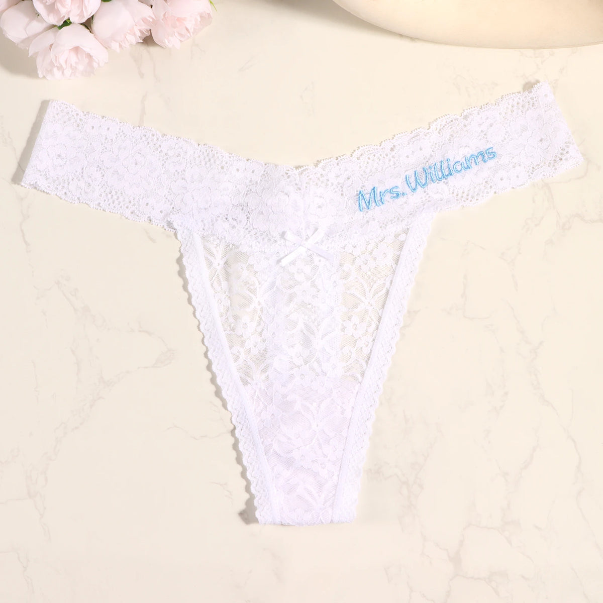 Custom Embroidered Name Lace Panties for Women Personalized Letter Bridal Underwear Wedding Honeymoon Gift