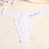 Custom Embroidered Name Lace Panties for Women Personalized Letter Bridal Underwear Wedding Honeymoon Gift