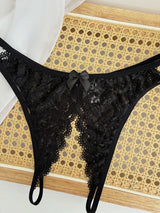 Custom Name Crystal Letter Briefs Sexy Lace Crotchless Knickers Hollow Waist Panties Open Gear Underpants Girlfriend Wife Gift