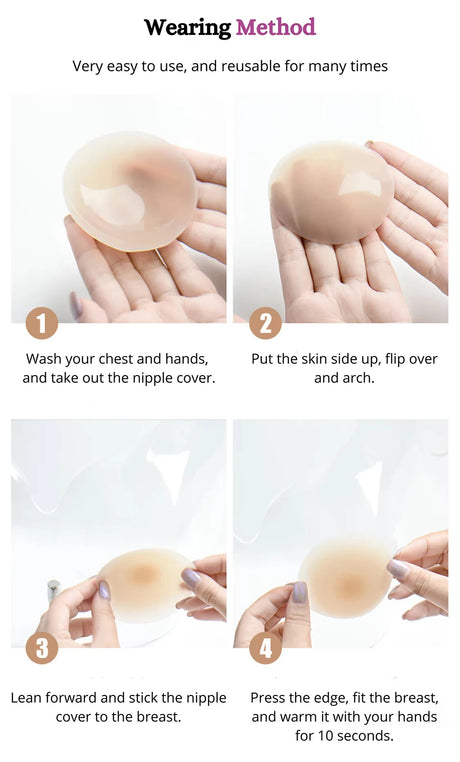 Non Adhesive Body Nipple Covers Reusable Silicone Nipple Pasties No Show Breast Petals Invisible Chest Stickers Boob Tape