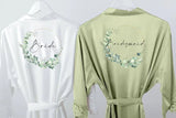 Personalised Sega Floral Wreath Robes Custom Bridal Robe Satin Wedding Bridesmaid Kimono Dressing Gown Bride to be Robe