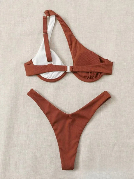 Sexy Bikinis Swimsuits Cut Out Women's Swimwear 2025 One Shoulder Biquini High Cut Bathing Suits Push Up Beach Bikini Set