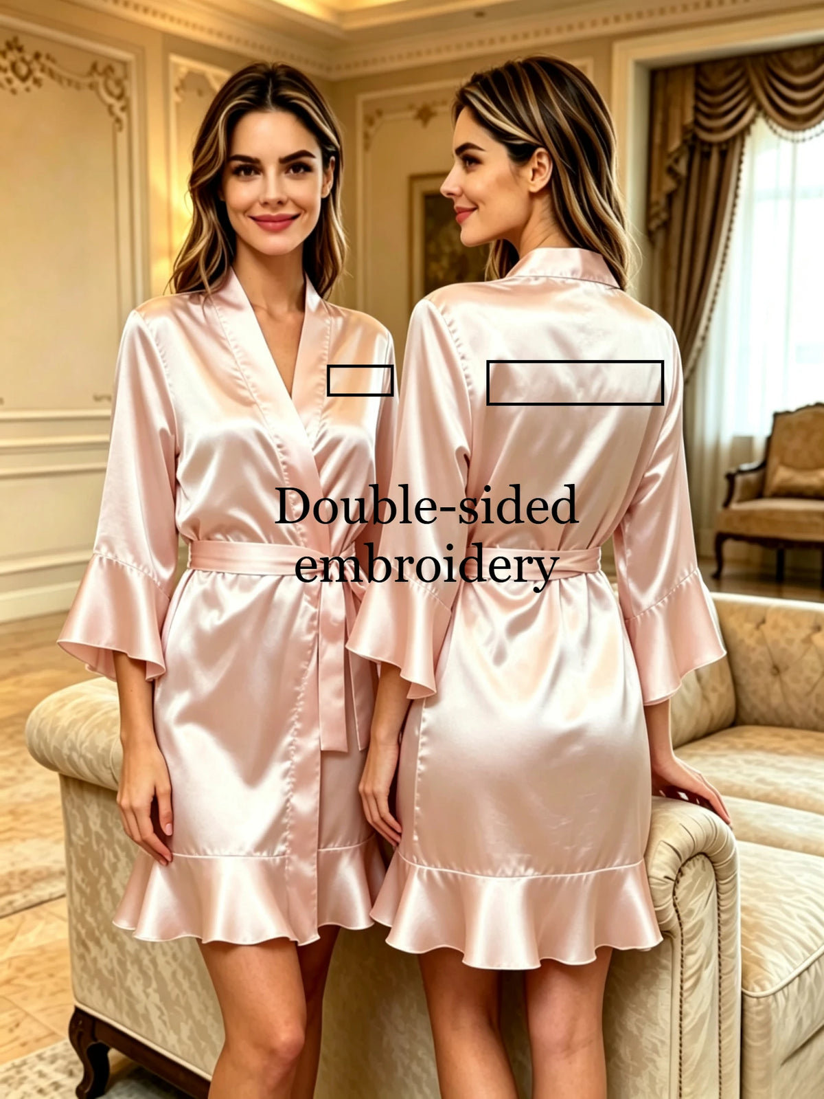 Custom Name Embroidery Satin Kimono Robe Personalized Name Bridesmaid Bride Wedding Getting Ready Morning Robe Bridal Party Gift
