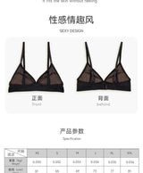 Sexy Transparent Ladies' Brassiere Three-piece Women's Bra Small Bust Mesh Lingerie Ultra-thin Triangle Double Shoulder Straps