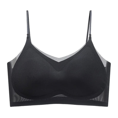 Ultra-Thin Breathable Ice Silk Top Bra Women's Seamless Back Halter Vest Wrap Bra Small Chest Together