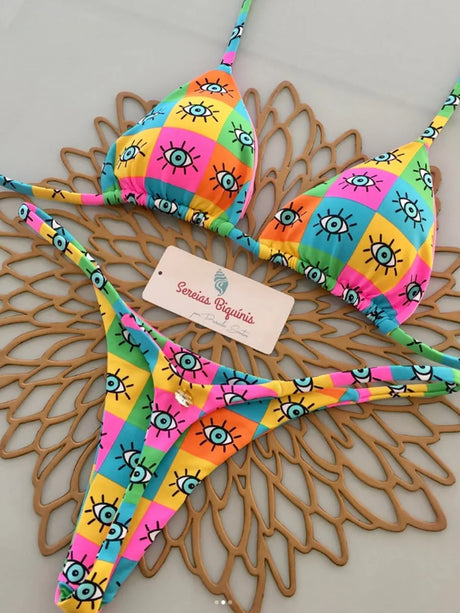 2026 Women's Bikini Swimsuit Women's Split Solid Color Lace-up Sexy Swimsuit 2-piece Set Micro Swimwear