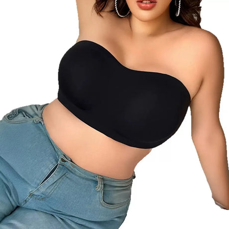 Plus Size Strapless Bandeau Bra - Wireless Support Extended Coverage