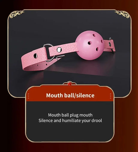 Couples BDSM Bondage Kit with Handcuffs Neck Collar Wrist Restraints Mouth Gag And Strap - Adult SM Sex Toys for Women's Fetish