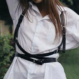Women Fashion Harness Pu Leather Studded Decor Harness Adjustable Harness Belt Gothic Harness Bondage Lingerie Chest Harness