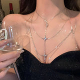 Fashion Square Zircon Chest Chain for Women Personalized Sexy Multi Layer Chain Tassel Body Chain Beach Bikini Jewelry Gift