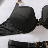 Sexy Strappy Lingerie Set Very Naughty Lingerie Garter Belt Push Up Bra Thong Harness Underwear Women Complete Intimate Outfits