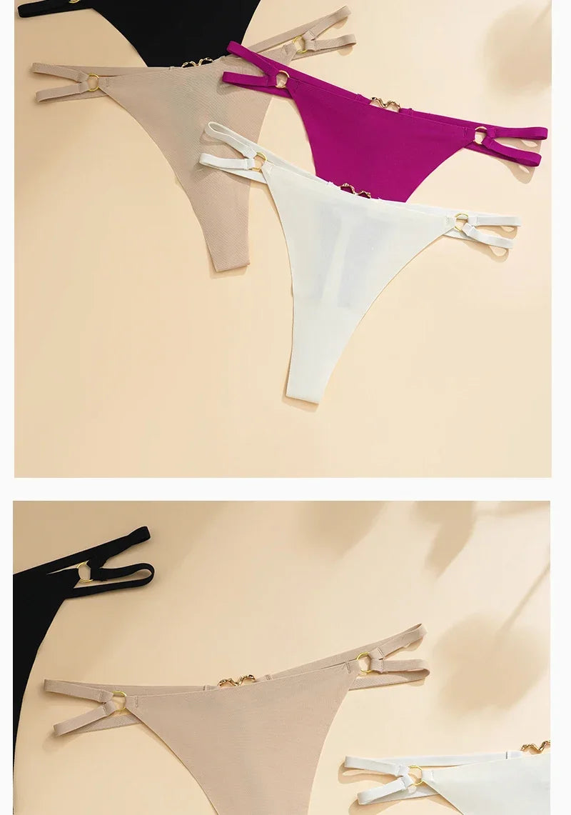 Women’S Low Rise Thong Sexy Panties Double Love Buckle Strap G-String Sports Thongs Breathable Underpants for Fine Womens Белье