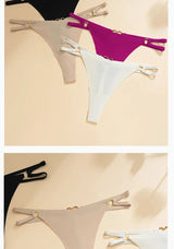 Women’S Low Rise Thong Sexy Panties Double Love Buckle Strap G-String Sports Thongs Breathable Underpants for Fine Womens Белье