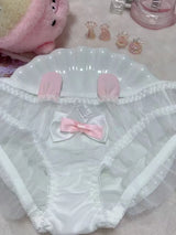Cute  Knot Lace  Pink Rabbit Sexy Pure Desire Net  Panties Low Waist Breathable Quick Dry Comfortable Un...
