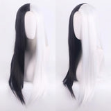Cosplay Halloween Party Wigs CRUELLA Deville De Vil Black White With Bangs Short Bob Hair for Women Heat-Resistant Synthetic Wig
