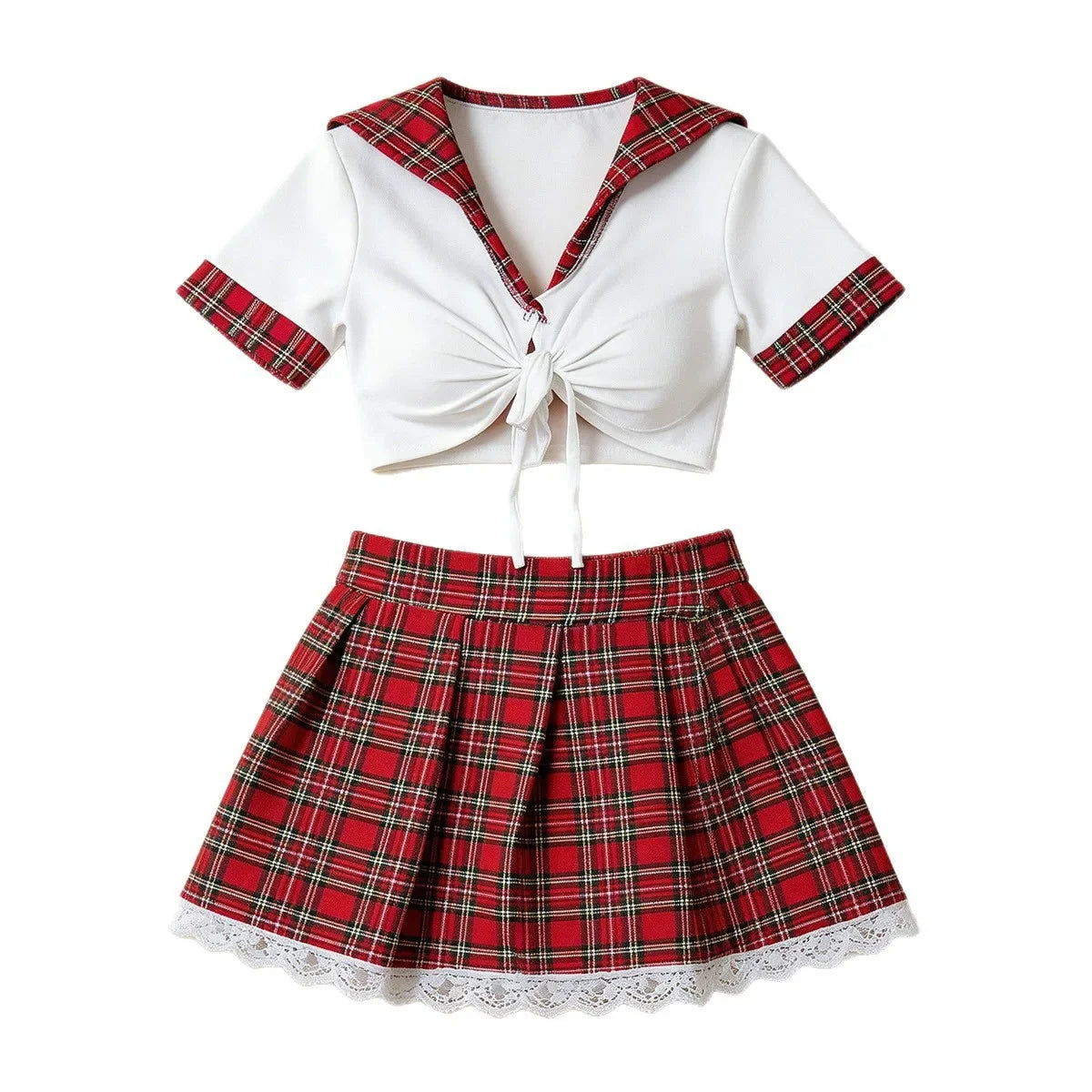 Women Sexy Lingerie Plaid Cosplay Uniform Role Play Costume Erotic Underwear Checkered Nightwear Fancy Dress Plus Size Set