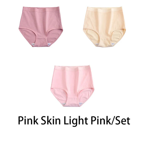 3PCS/Set M-3XL Women Plus Size Panties Cotton Underwear Lingerie 6 Solid Colors Sexy Female High Waist Seamless Briefs NKT2119
