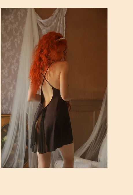Home Temptation Pure Pajamas Panties Two-Piece Set Front Buckle Lace Nightgons Sexy Lingerie Beauty Back Suspenders Nightdress