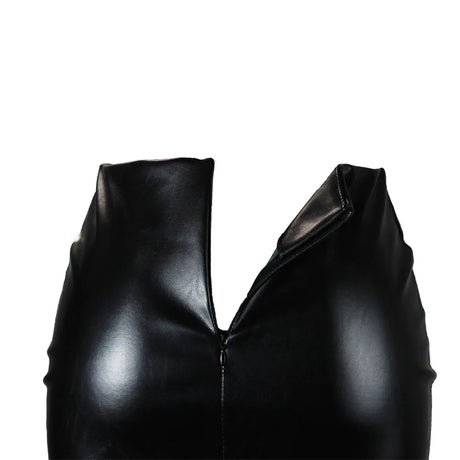 Women's Mini Skirt High Waist PU Leather Slim Slit Short Skirt Vintage Zipper Skinny Sexy Solid Black Leather Skirts for Women