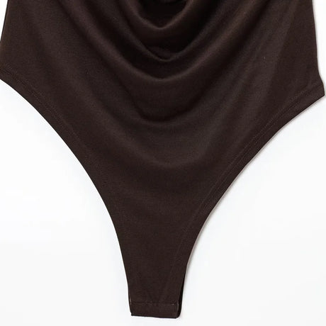 HXAO Brown Halter Bodysuit Women Summer Bodys For Sexy Women Off Shoulder Sleeveless Thong Bodysuit With Open Back Rave Bodysuit