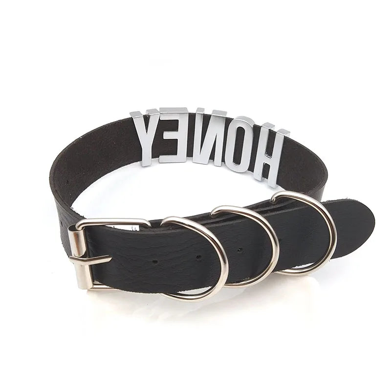 30MM Soft Faux Leather Collars Goth Sexy Customized Letters MEOW Choker Necklace Punk Personalized Role Age Cosplay Jewelry