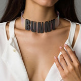 Punk Customized Black Letters BUNNY HOTWIFE Choker Collars DIY Personalized Custom Name Necklace Sexy Cosplay Party Jewelry