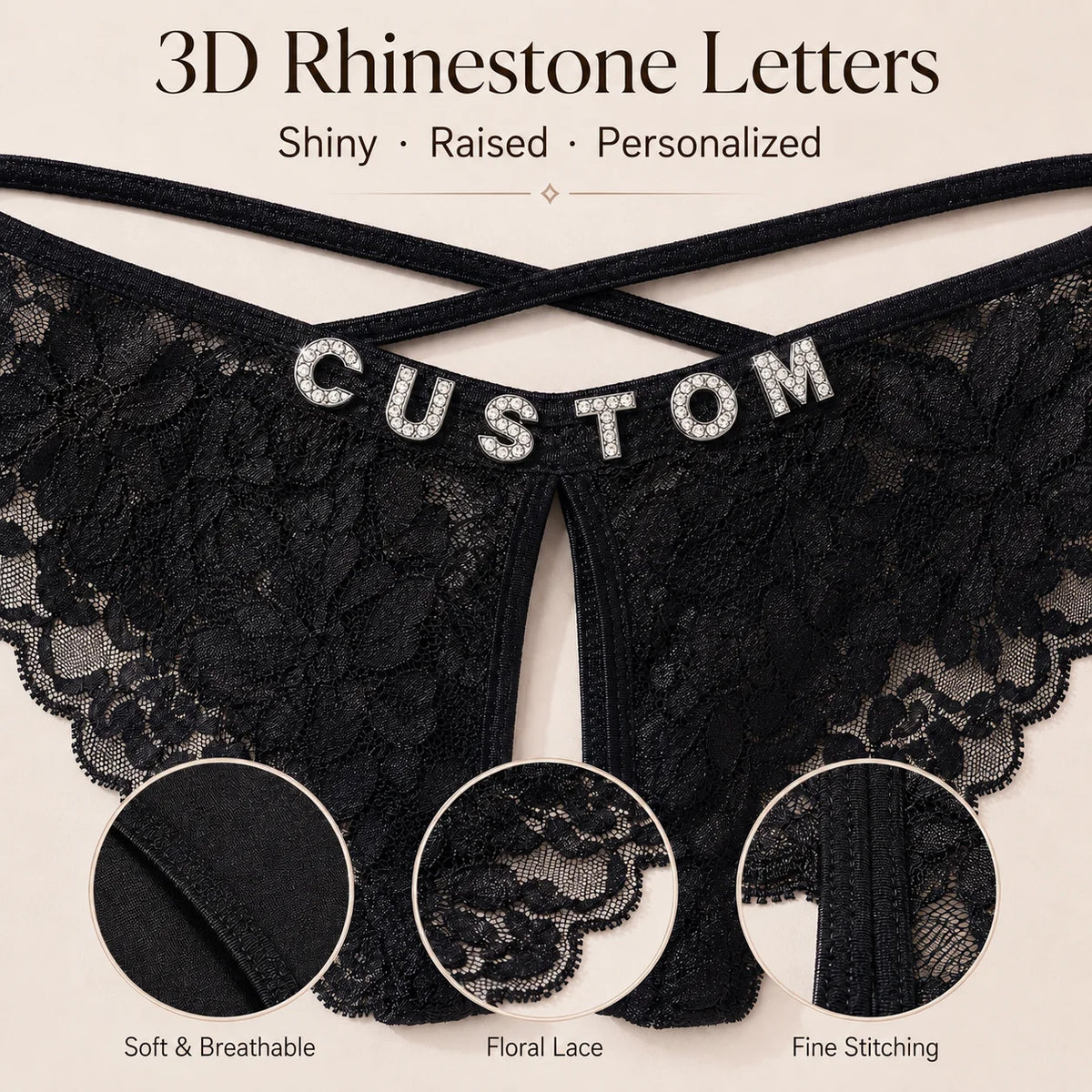 1PC Sexy Women's Thongs Tie-Side Open-Crotch Design Customizable Women's Underwear Comfortable Lace Panties
