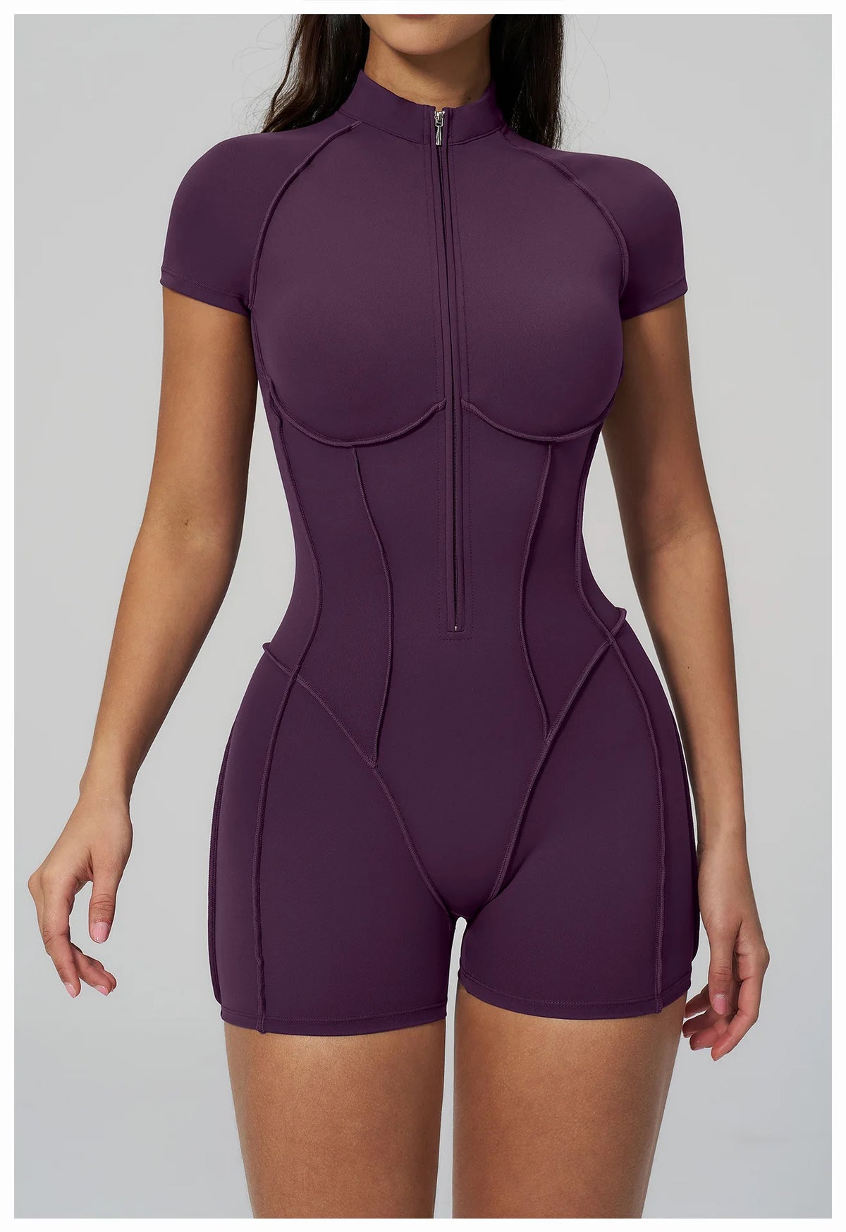 2026 Yoga Bodysuit Short Sleeves Women Tracksuits Gym Zipper Jumpsuits Sports Workout Rompers Fitness One-piece Suit Activewear