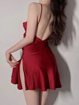 Tube Chemise Women's Long Silk Lace Slip Dress with Tie Back Casual and Sexy Bathrobe Womens Solid Silk Pajamas Nightwear