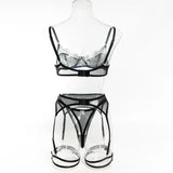 Women's Red Lace Lingerie Set with Underwire Bra High Waist Garter Belt Thong and Thigh Straps Romantic Bedroom Outfit Set 2026