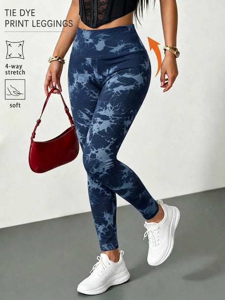 Super Soft High Waisted Tie Dye Leggings for Women Yoga Running Gym No See Through Workout Athletic Tights Gym Fitness