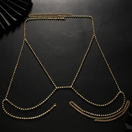 V Shape Body Chain for Women Rhinestone Chest Harness Sparkly Elegant Chic Glam Minimalist Party Jewelry Gift Box Packaging
