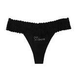 Custom Thong Crystal Letter Name G-string Women Ice Silk Panties Skin Effect Panty Seamless Knickers Girlfriend Anniversary Gift