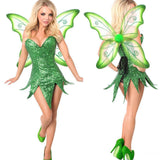 Adult Classic Fairy Tinkerbell Womens Halloween Cosplay Costume Green Tinkerbell Dress Sexy Women's Eye Candy Dresses