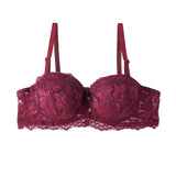 French Lace Half Cup Bra Women's Sexy Thin Top Thick Bottom Underwire Push Up Bra Comfortable Plus Size Bra Lingerie