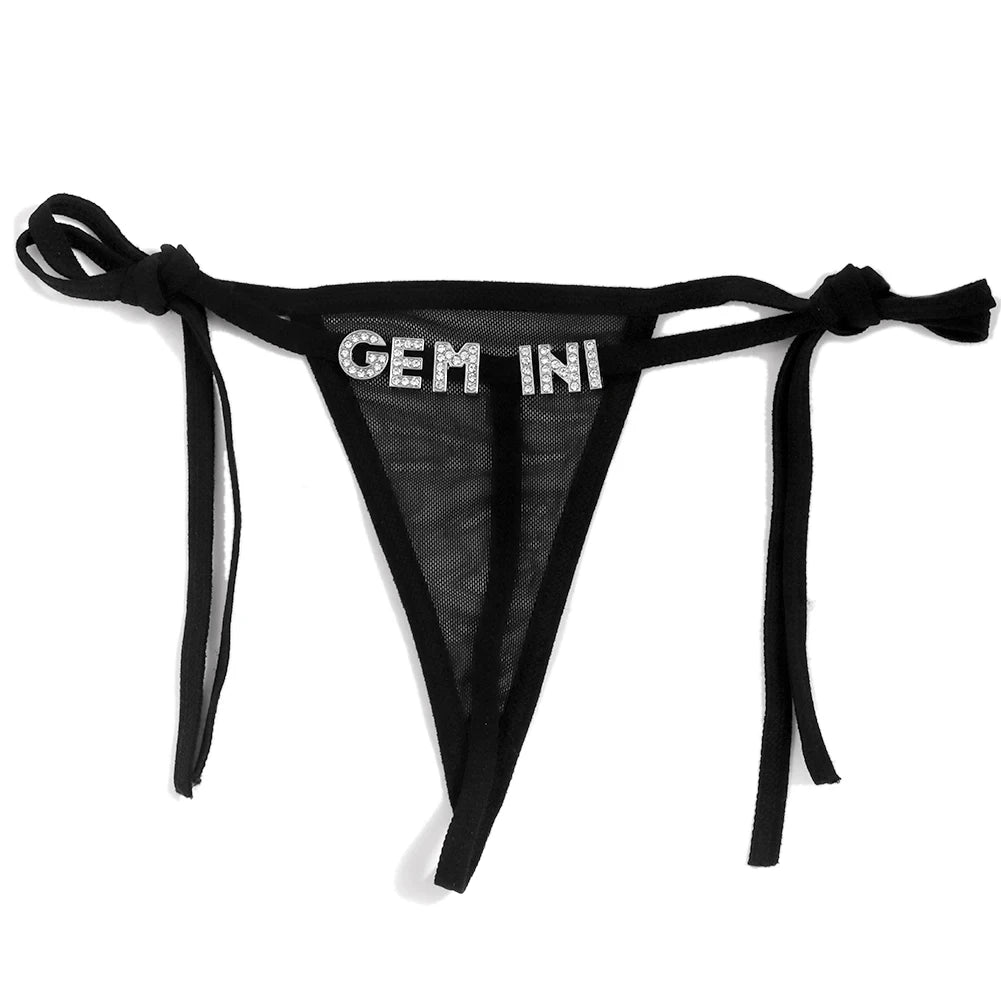Custom Name Thongs String Panties Women Personality Underwear Bikini Lace Tanga Thong Low Waist Girl Body Jewelry Birthday Gift