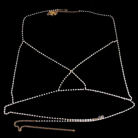 Stonefans Sexy Rhinestone Bra Body Belly Chain Summer Bikini Top Jewelry Beachwear Harness Necklace Inner Mesh Chest Chains Gift