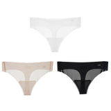 1/3pcs Ultra-Thin Ice Silk Thong Panties Women Seamless Transparent Low-Rise Quick Dry Underwear