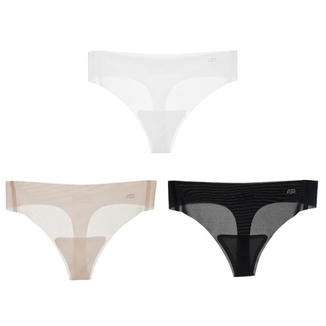 1/3pcs Ultra-Thin Ice Silk Thong Panties Women Seamless Transparent Low-Rise Quick Dry Underwear