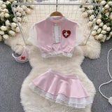 Women Sets Ruffled Apron Shorts Headband Maid Cosplay Costume Rabbit Officer Party Park Performance Sexy Suits Hotsweet Clothes