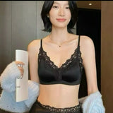 Women's Lace Backless Bras Plunge Strappy Bralette Soft Support Seamless Invisible Underwear Cami Top Plus Size Push Up