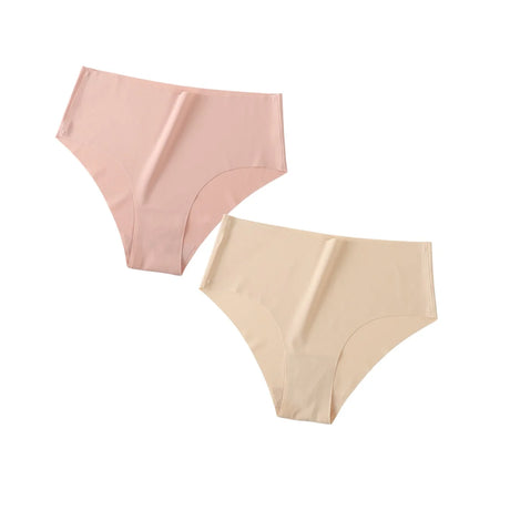 2Pcs/Set Ice Silk Panties Seamless High Waist Briefs Women Full Coverage Underwear Female Underpants No Show Sexy Lingerie XS-XL