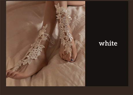 Sexy Fetish Lingerie Accessories For Fine Women Body Elegant Lace Floral Embroidered Jade Feet Anklets Adult Footjob Sex Games
