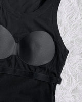 2026 New Spring Summer Women Built in Bra Tank Tops Round Neck Sleeveless Casual Tops Female Racerback Ribbed Fitted Tank Tops