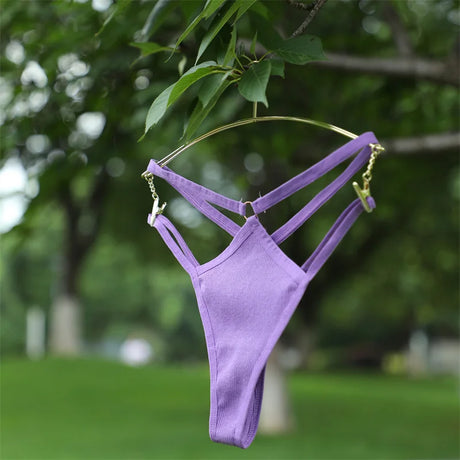 1PCS Women Sexy Cotton Panties Two Belts Hollow Out G-String Thongs Breathable Underwear for Female Solid Color Lingerie S-XL