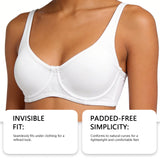 Women's Unlined Balconette Sport Bra Underwire Supportive Plus Size Daily Comfort Smooth Scoop Neck Invisible Under Every Outfit