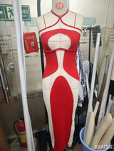 Hanging Neck Suspender Slim Fit Nightclub Sexy Women's Long Dress Elegant Fashionable Perspective Temperament Dinner Dress