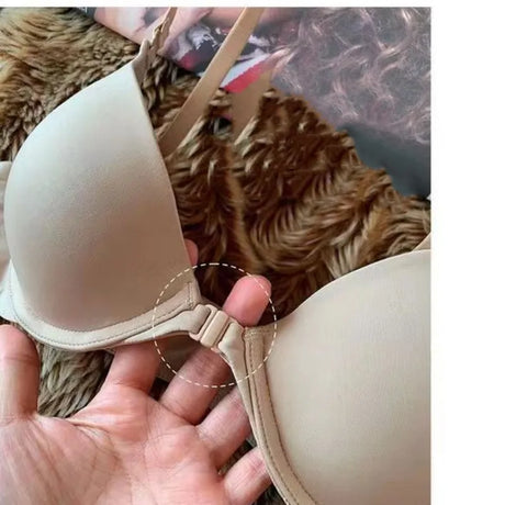 Front Closure Bras For Women Fixed Cup Plunge Bra Soft Underwire Seamless Underwear Sexy Lingerie Small Cup Intimates S-XL